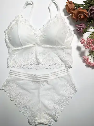 Lace Women Bra Panties Set Crop Top Bra Sexy Transparent Bra Push Up Lingerie Set Female Bralette Underwear Set