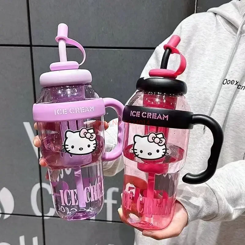1300 мл Sanrio чашка для воды Hello Kitty аниме соломенная мультяшный милый большой объем
