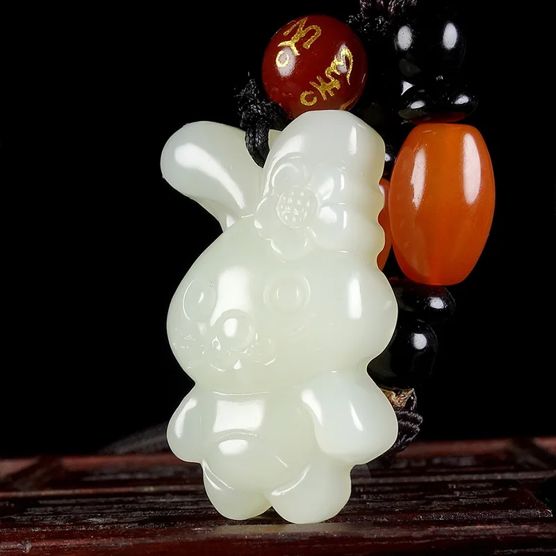 Горячая Распродажа натуральный ручной вырезать Hetian Белый Нефрит Зодиак Подвеска