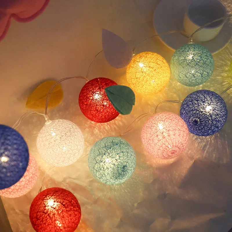 

40 LED Cotton Ball Garland String Lights Christmas Fairy Lighting Strings for Outdoor Holiday Wedding Xmas Party Home Decoration