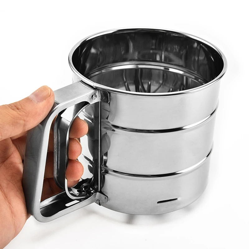 

Flour Sieve Cup Stainless Steel Baking Sieve Powder Sieve Mesh Kitchen Gadget for Cake Hand-Screened Sugar Strainer Pastry Tool