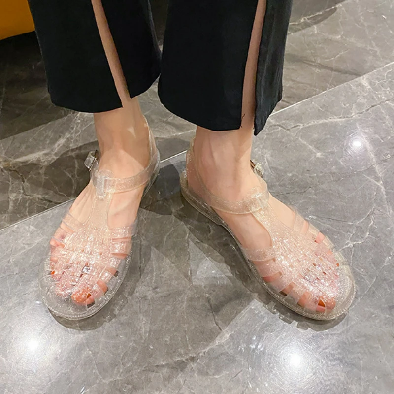 Plastic Sandals Women Summer Shoes Free Shipping Promotion Ladies Casual Flat Hollow Jelly Sandal Beach Shoes Sandalias De Mujer