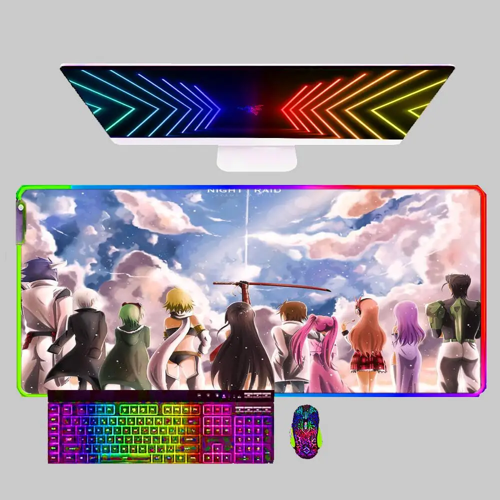 

Mouse Pad Anime Akame ga Kill! LED XXL Gamer Computer RGB Mousepad Gaming Accessories Tablet Varmilo Keyboard For LOL Desk Mat