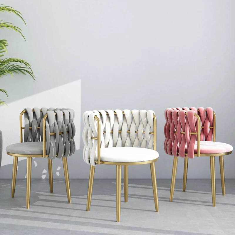 

Beautiful Makeup Pink Dining Chairs Nordic Lounge Kitchen Gaming Dressing Stool Apartment Unique Events Cadeira Indoor Furniture