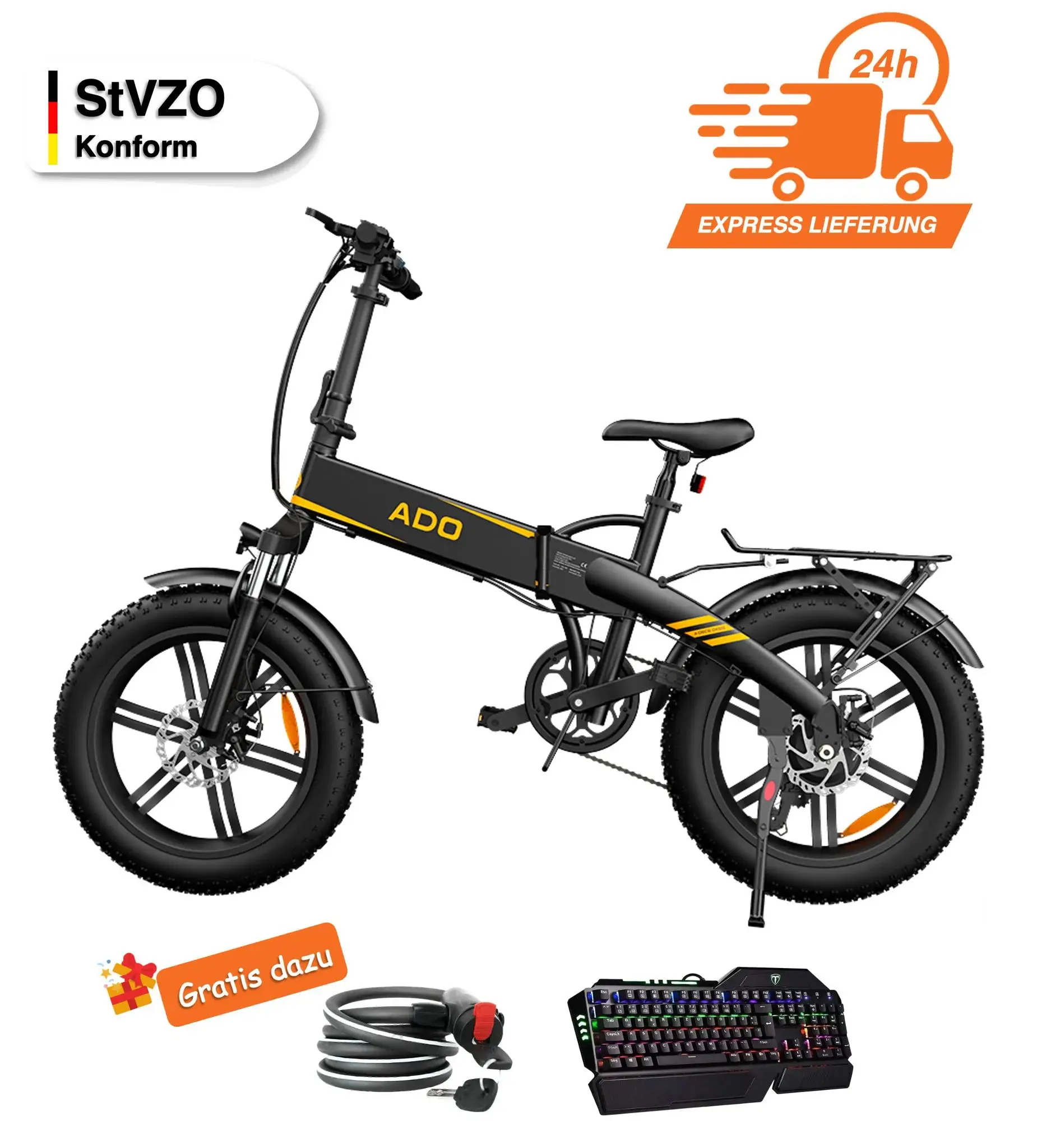 

A20F XE Electric Bike E-Folding Bike Folding Bike Pedelec E-Bike Black