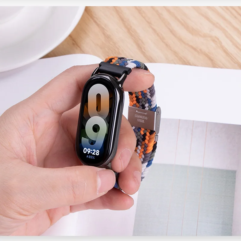 14mm Nylon Loopback Watchband for Xiaomi Mi Band 8 Smartwatch Woven Wristband for Miband 8 Series Snap One Piece Bracelet Strap