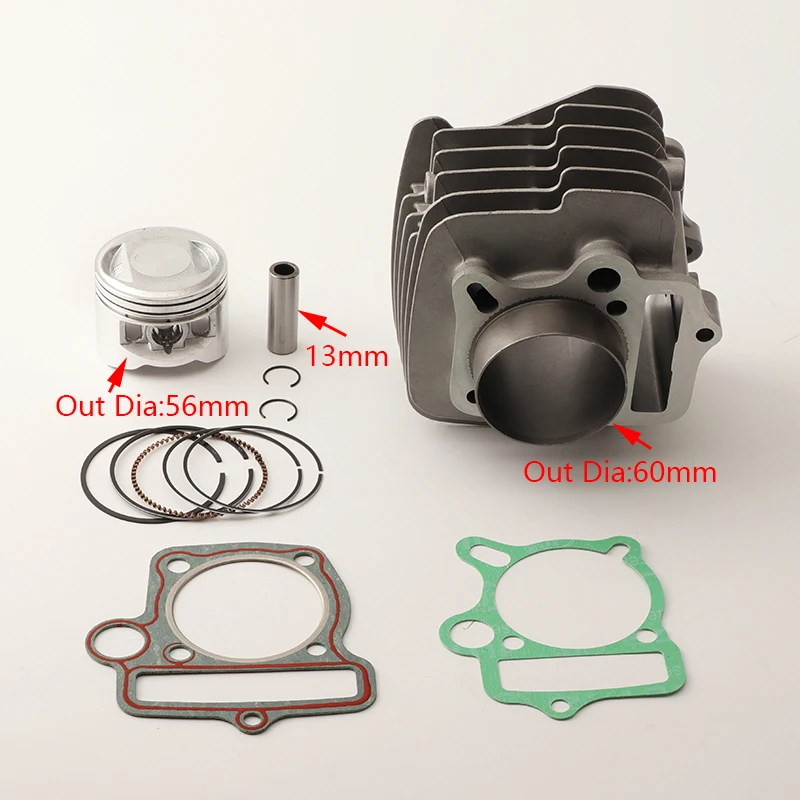 Мотоцикл Детали двигателя 56 мм Цилиндр Корпус Поршни Кольца Прокладка для YX140 YX 140cc го-карт Квадроцикл ATV Грязь Яма Велосипед.