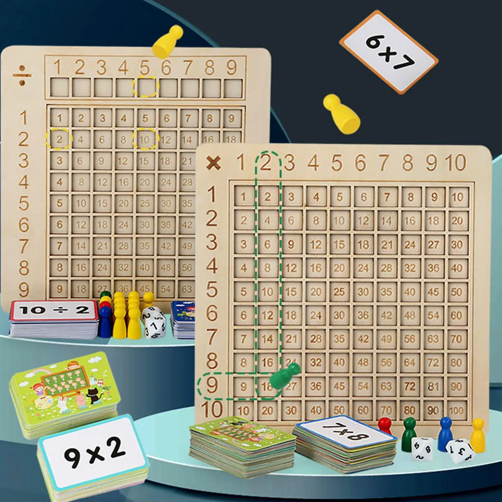 

Деревянная доска для умножения и деления, Детские кубики для обучения, деревянная игра для раннего развития, детская настольная игрушка, ма...