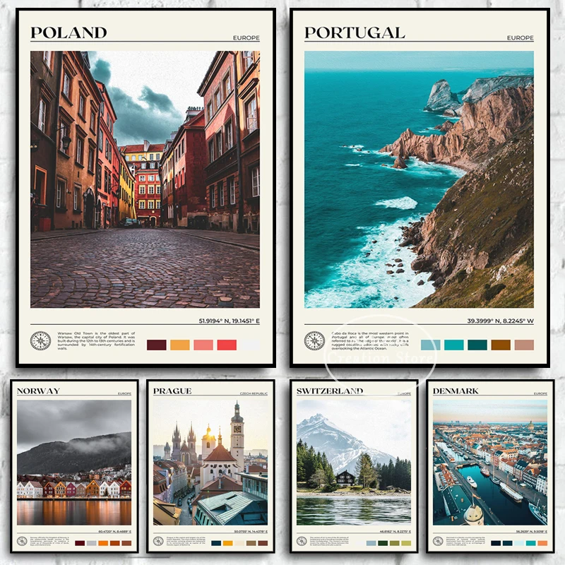 Постер на холсте для путешествий Польша Лиссабон Португалия