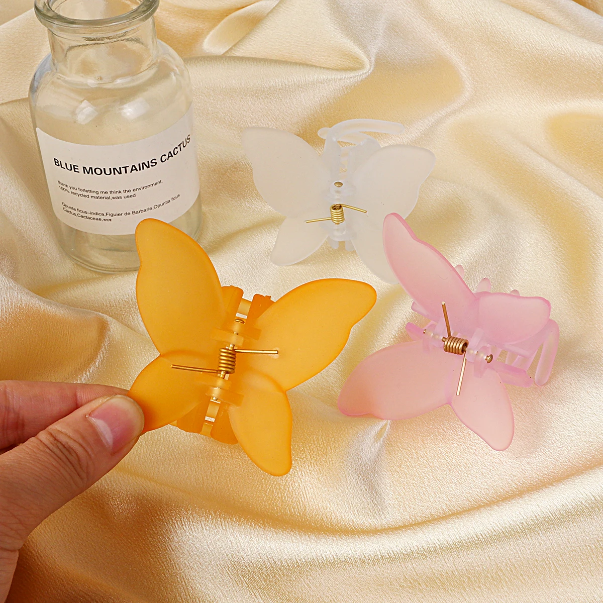 Милые матовые однотонные заколки для волос с бабочкой для женщин, заколки для волос из ацетата и крабов, инструменты для укладки волос, зако...