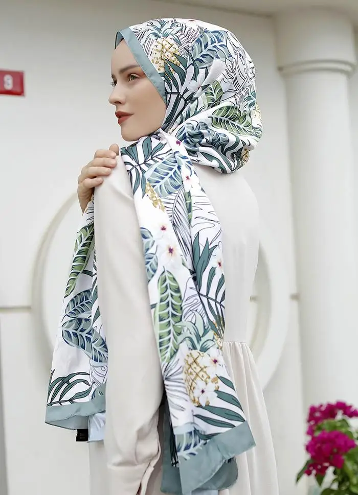 

WOMEN HIJAB TWİLL SHAWL SCARF KERCHIEF ACCESSORIES PINEAPPLE