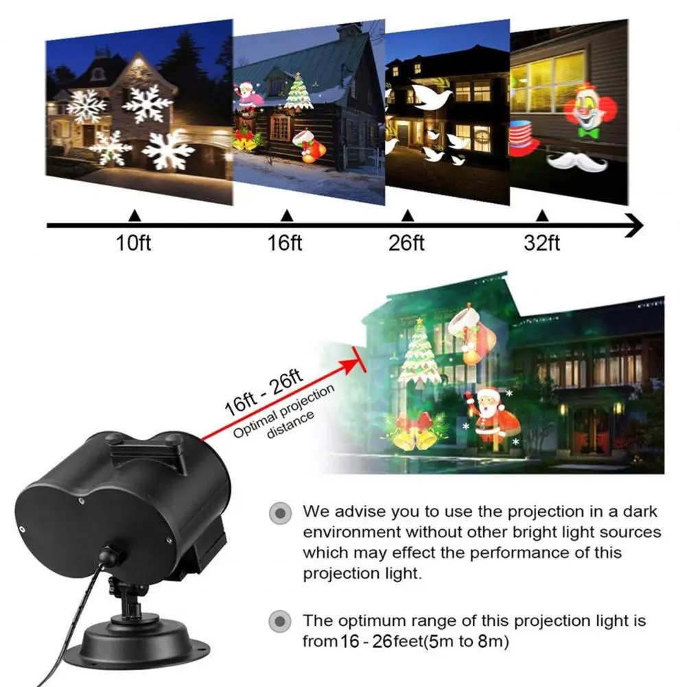 

1 Set Christmas Light Projector 180 Degree Rotating IP44 Waterproof High Brightness Wide Projection Range Xmas Projector Lamp wi