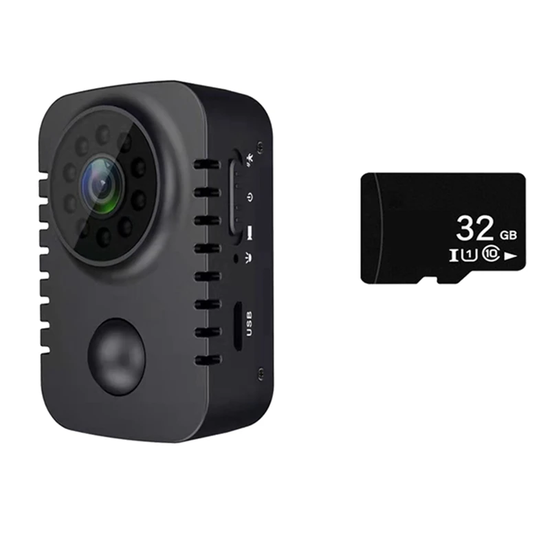 

HD Mini Body Camera 1080P Security Pocket Night Vision Cam For Car Standby PIR Video Recorder With 32G TF Card
