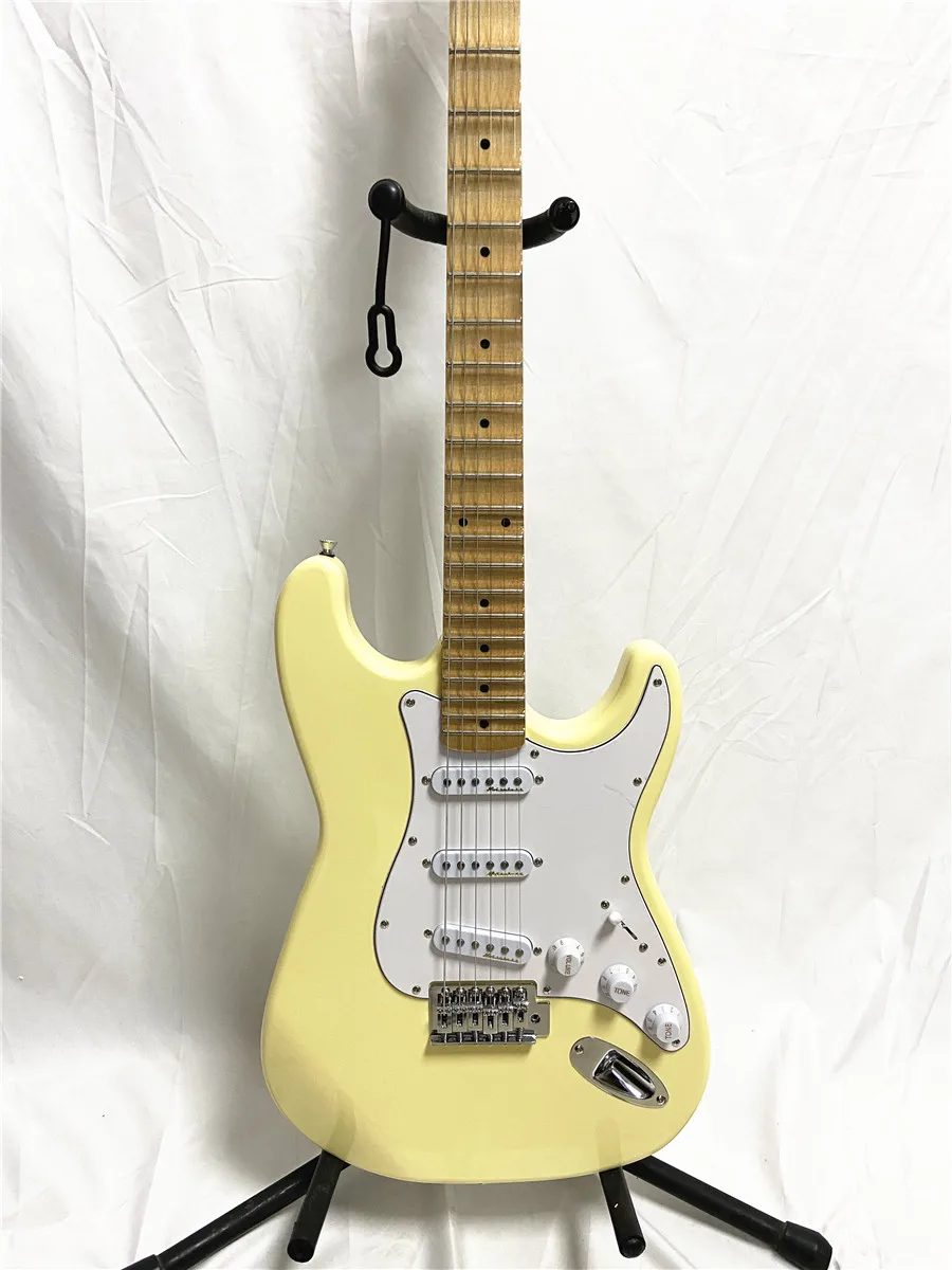 

Classic signature vintage cream yellow 6 string electric guitar fluted maple xylophone neck free of shipping