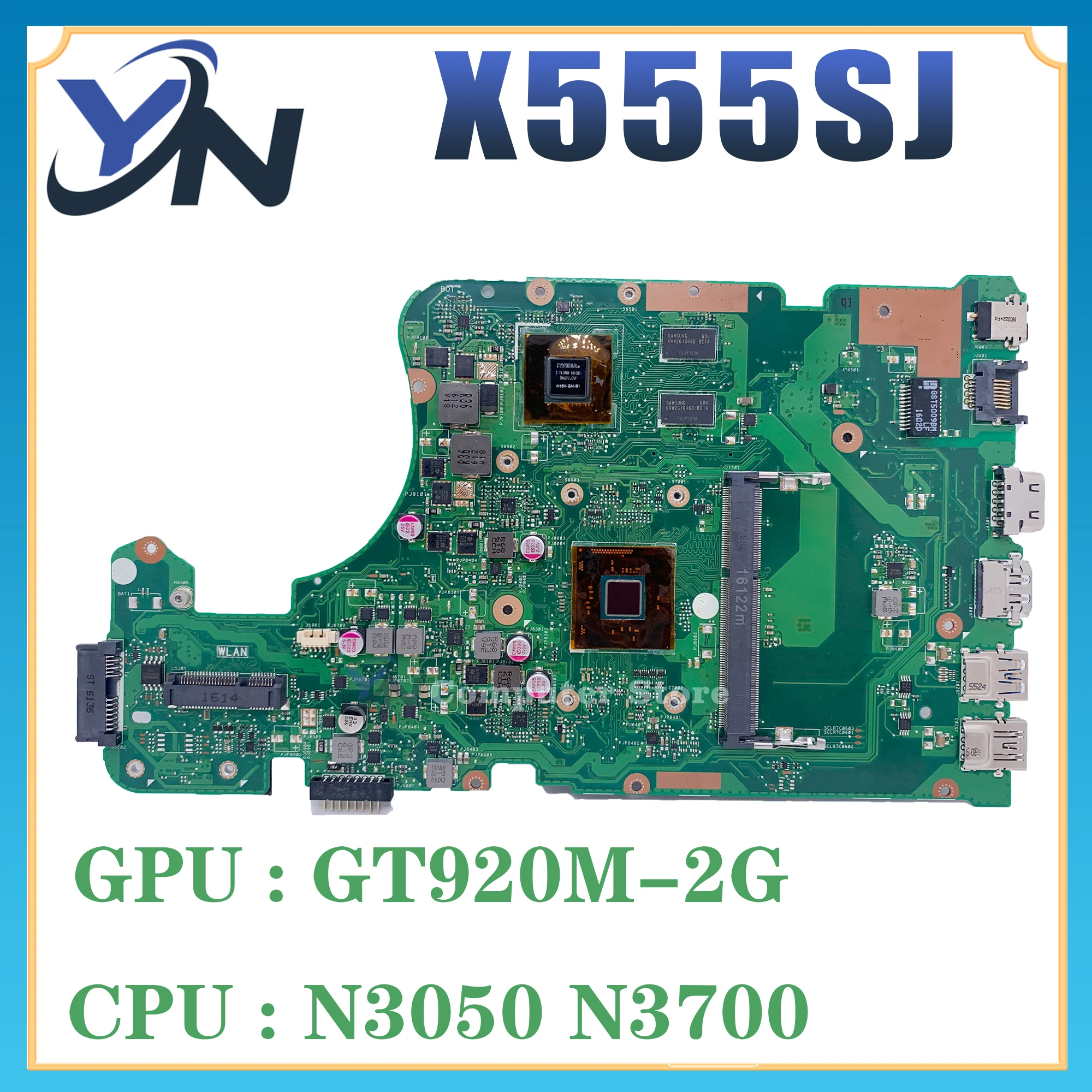 

Notebook X555SJ N3700/N3050 GT920M Mainboard For ASUS K555SJ K555S X555 A555S Laptop Motherboard 4Cores MainBoard Test 100% OK