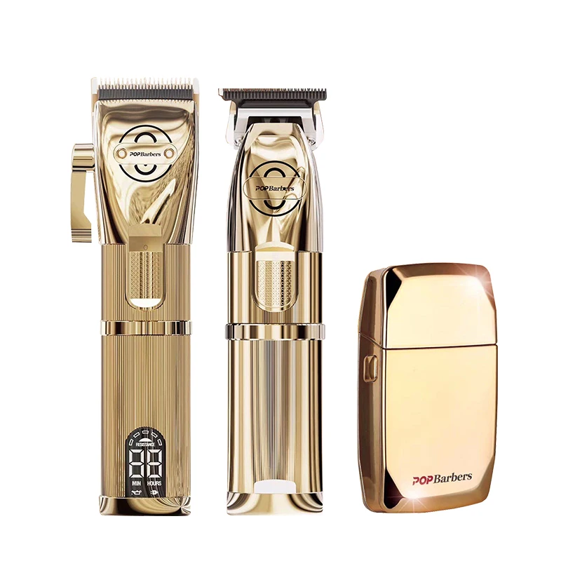 

Популярные беспроводные машинки для стрижки волос для парикмахера Профессиональная парикмахерская выцветающая бритва триммер для бороды набор в золотистом цвете