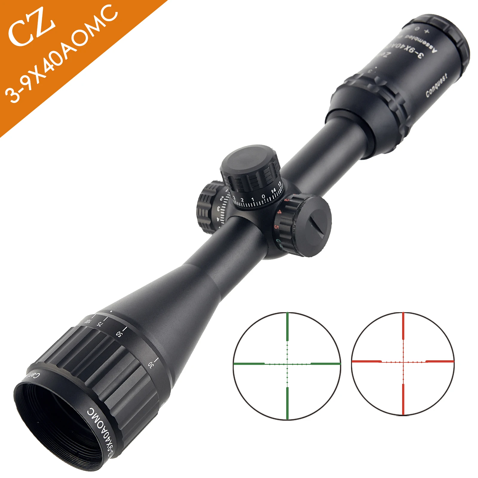 Rifle Scope 3-9X40AOMC  Red Green Rangefinder Illuminated Optical Sniper Hunting ScopesTelescopic Sight