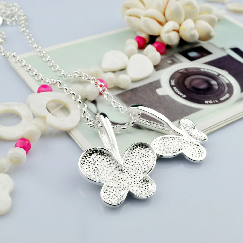 Женское ожерелье из серебра 925 пробы с подвеской-бабочкой