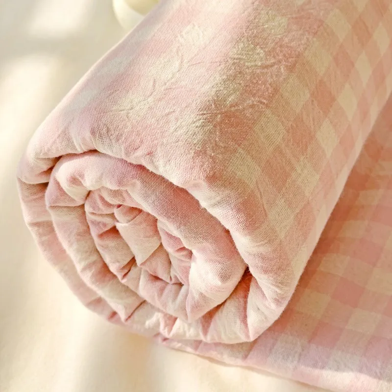 Japan fashion Cream Sle Solid Washed Cotton Bed Sheet Single Student Dormitory Pillow Case Three-Piece Bed...