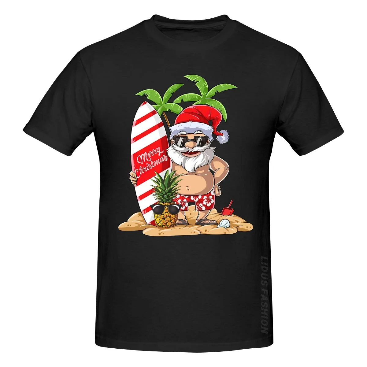 

Santa Hawaiian Surfing Christmas Summer Surf Hawaii T Shirt Clothing Graphics Tshirt Short Sleeve Sweatshirt undershirt Tee