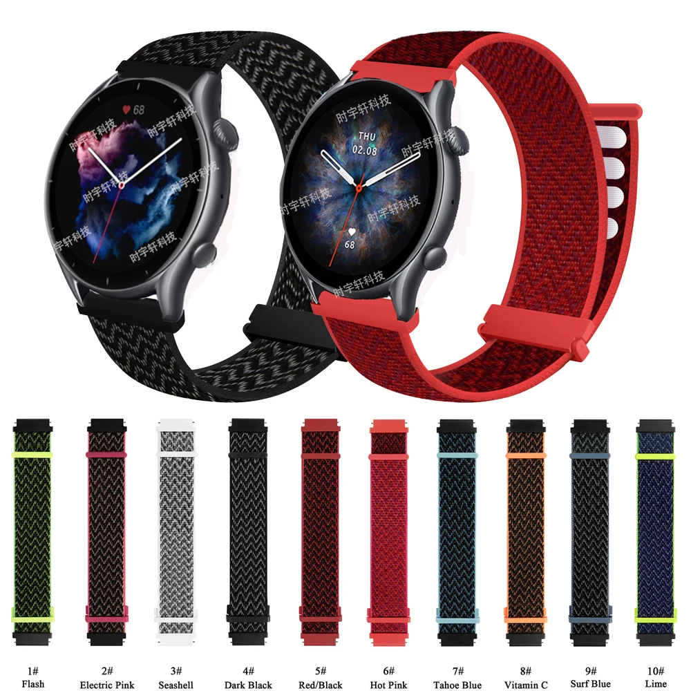 Для Huami Amazfit GTR 3 Pro ремешок 22 мм нейлоновая петля спортивный для 3/GTR 47 мм/Pace/Stratos 2 2S