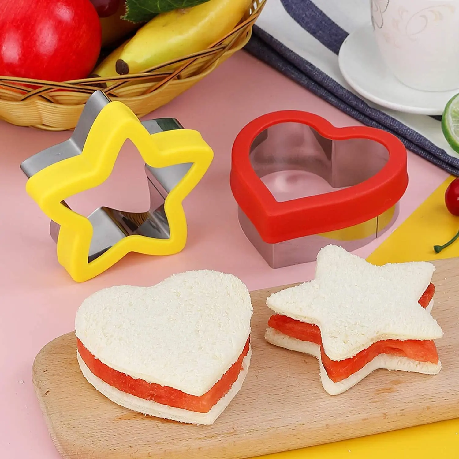 

Sandwich Cutter For Children Diy Cookie Cutters Mold Set For Kids Multifunctional Stainless Steel Baking Mold Bread Mould Shape
