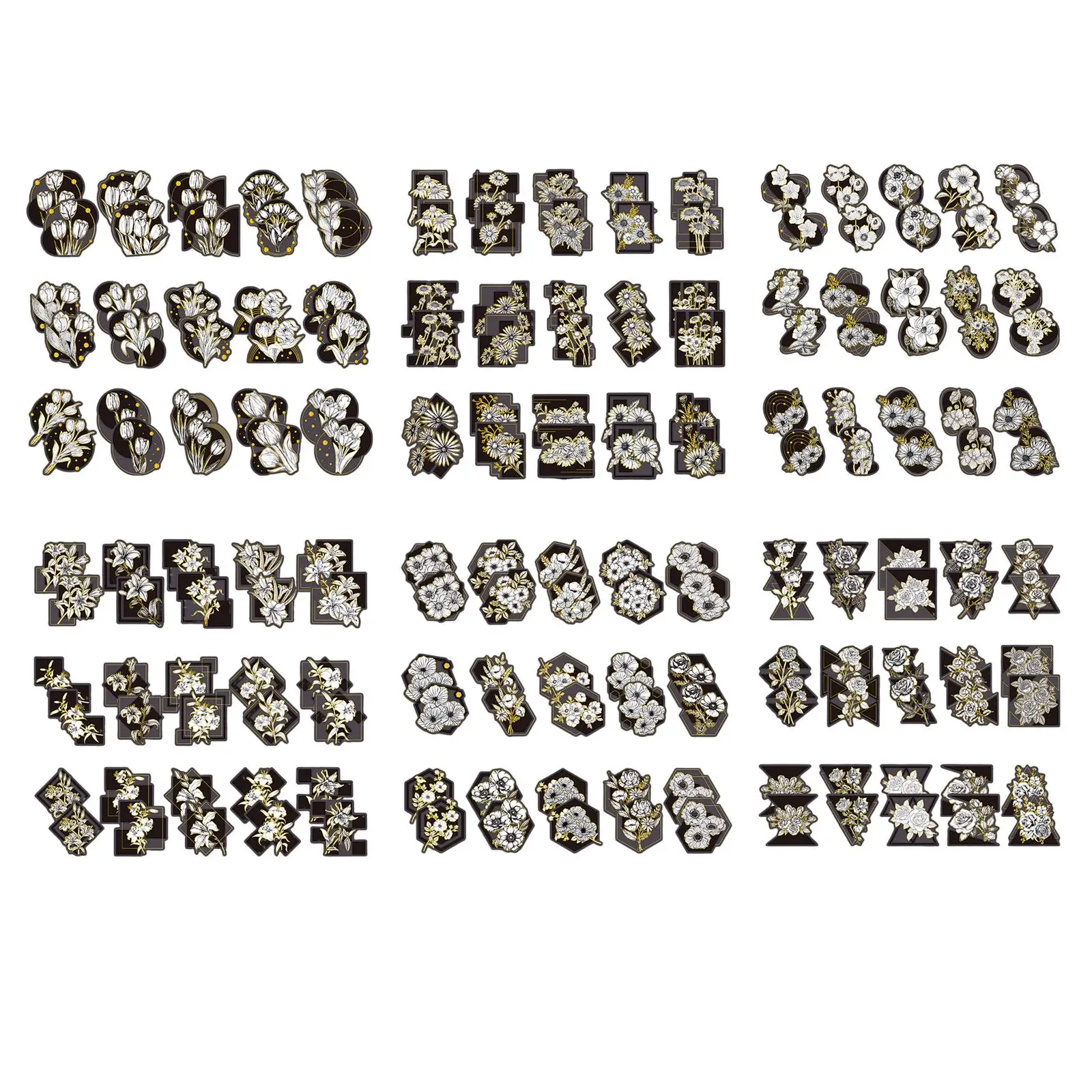 

30x DIY Flower Sticker Hand Account Decor Retro Style Crafts Diary Waterproof Butter Paper Plants Sticker for Birthday Bag Party