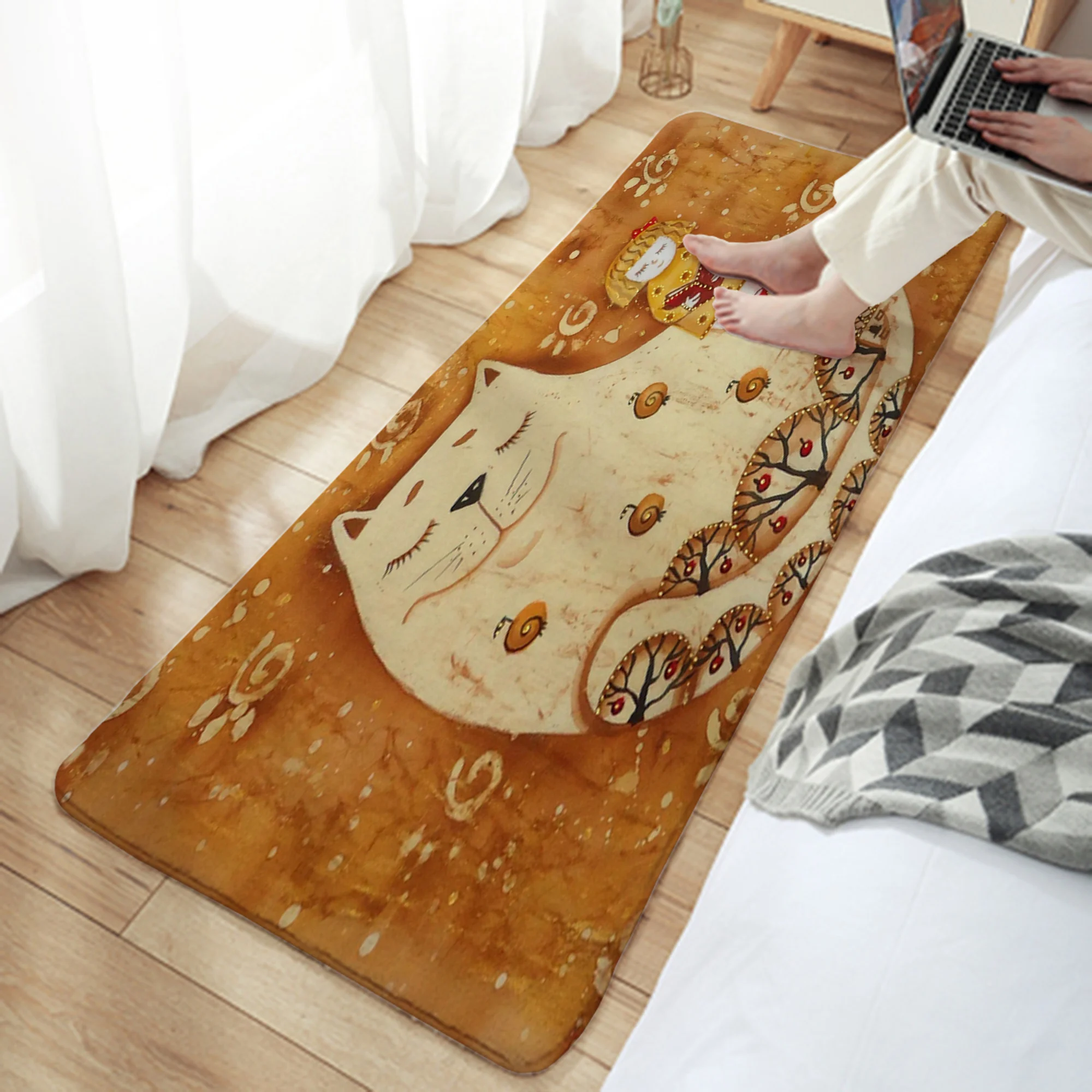 

Cute Cat Camper Carpet Bathroom Entrance Doormat Bath Indoor Floor Rugs Absorbent Mat Anti-slip Kitchen Rug