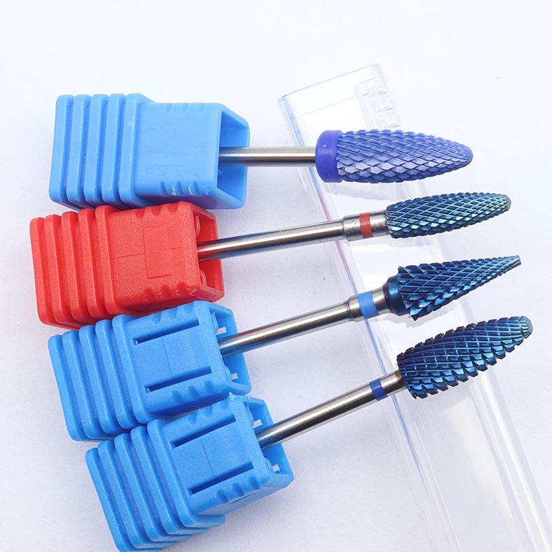 4pcs Kit Hot! Blue Pro Whole Carbide Nail Drill Bits Nail Art Electric Drill Machine Files Nail Art Tools cut and polish