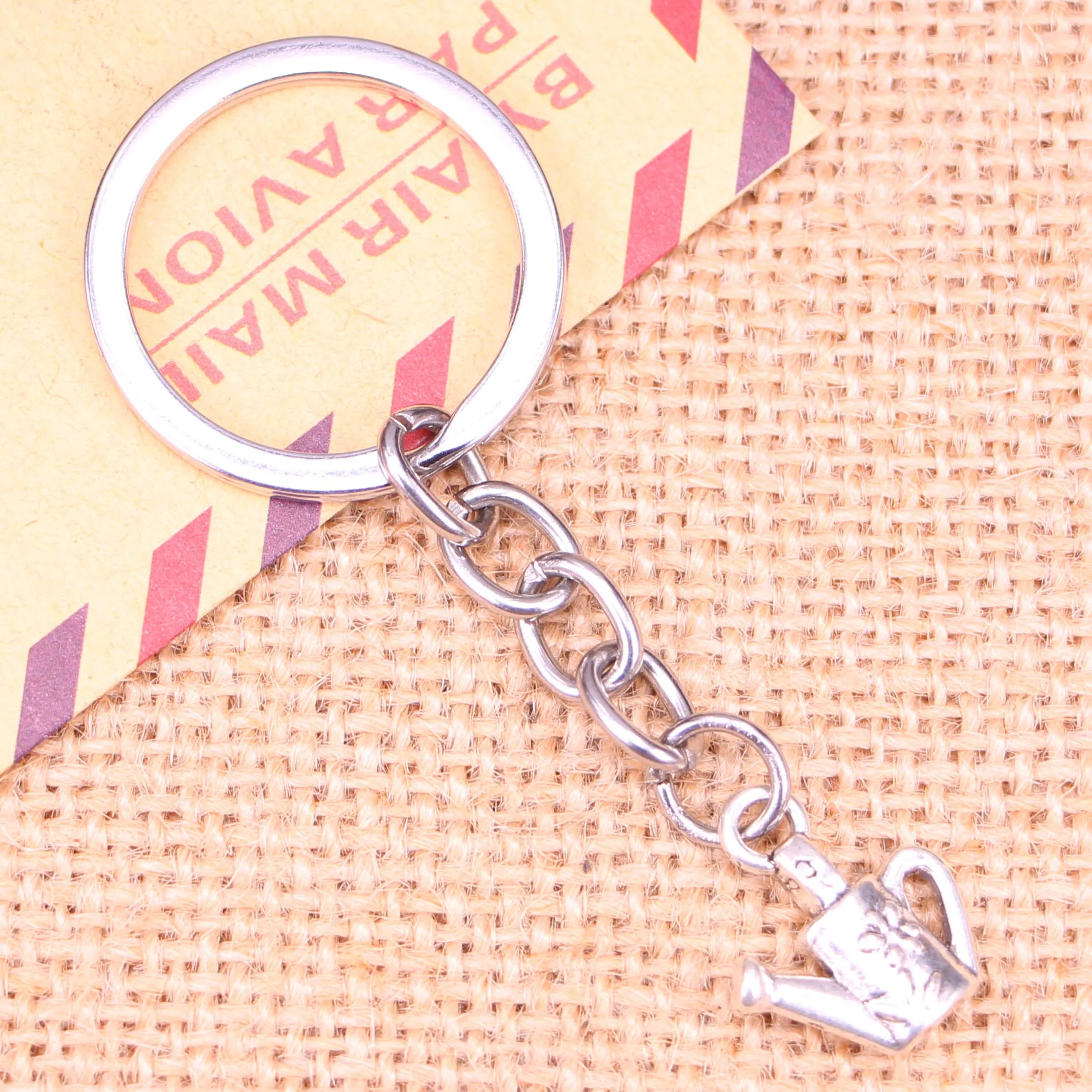 

20pcs New Fashion Keychain 18x15mm watering can gardening Pendants DIY Men Jewelry Car Key Chain Ring Holder Souvenir For Gift