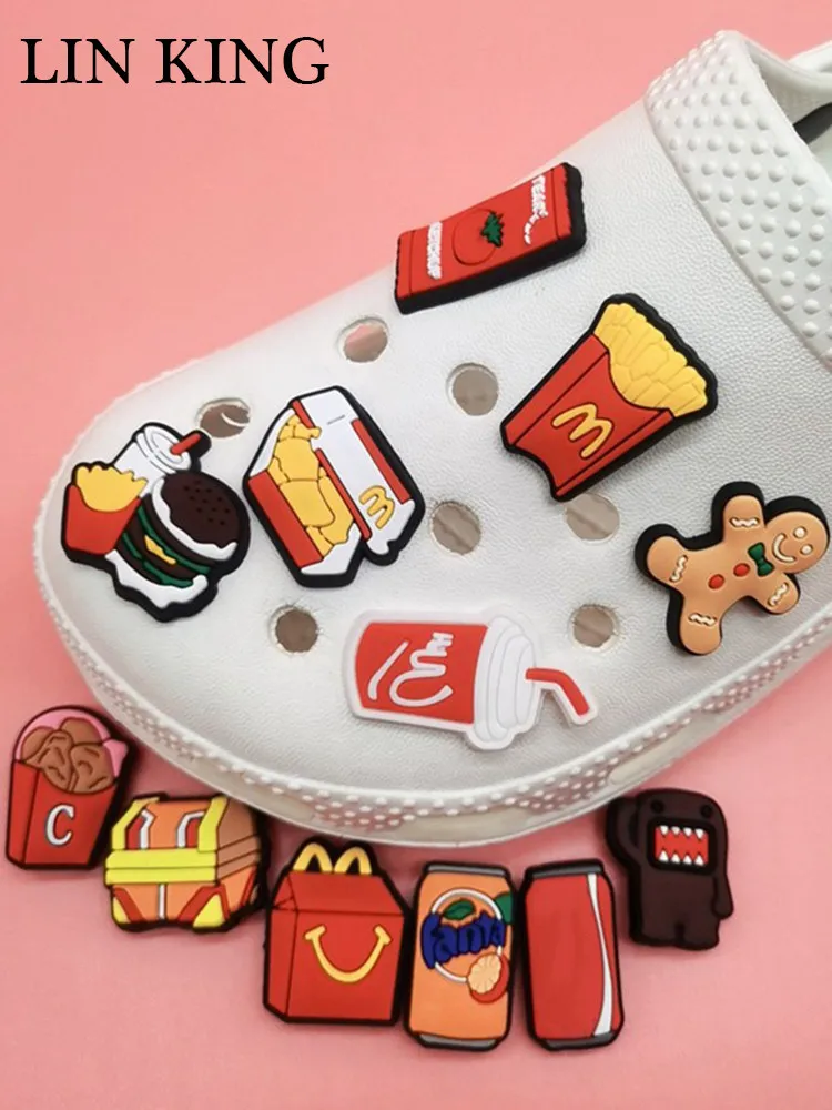 

Cute Food Hamburger PVC Shoes Accessories Garden Shoe Decorations For Croc Clogs Buckle Charm Backpack Boys Girls X-mas Present