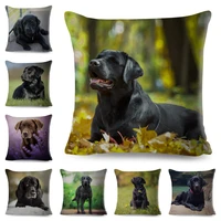 cute dog pillow case decor black labrador pet animal printed cushion cover for sofa home car polyester pillowcase 4545cm