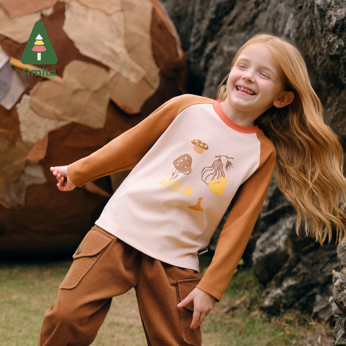 Детская Футболка Amila Для Девочек Дышащий Повседневный Свободный Топ Контрастных