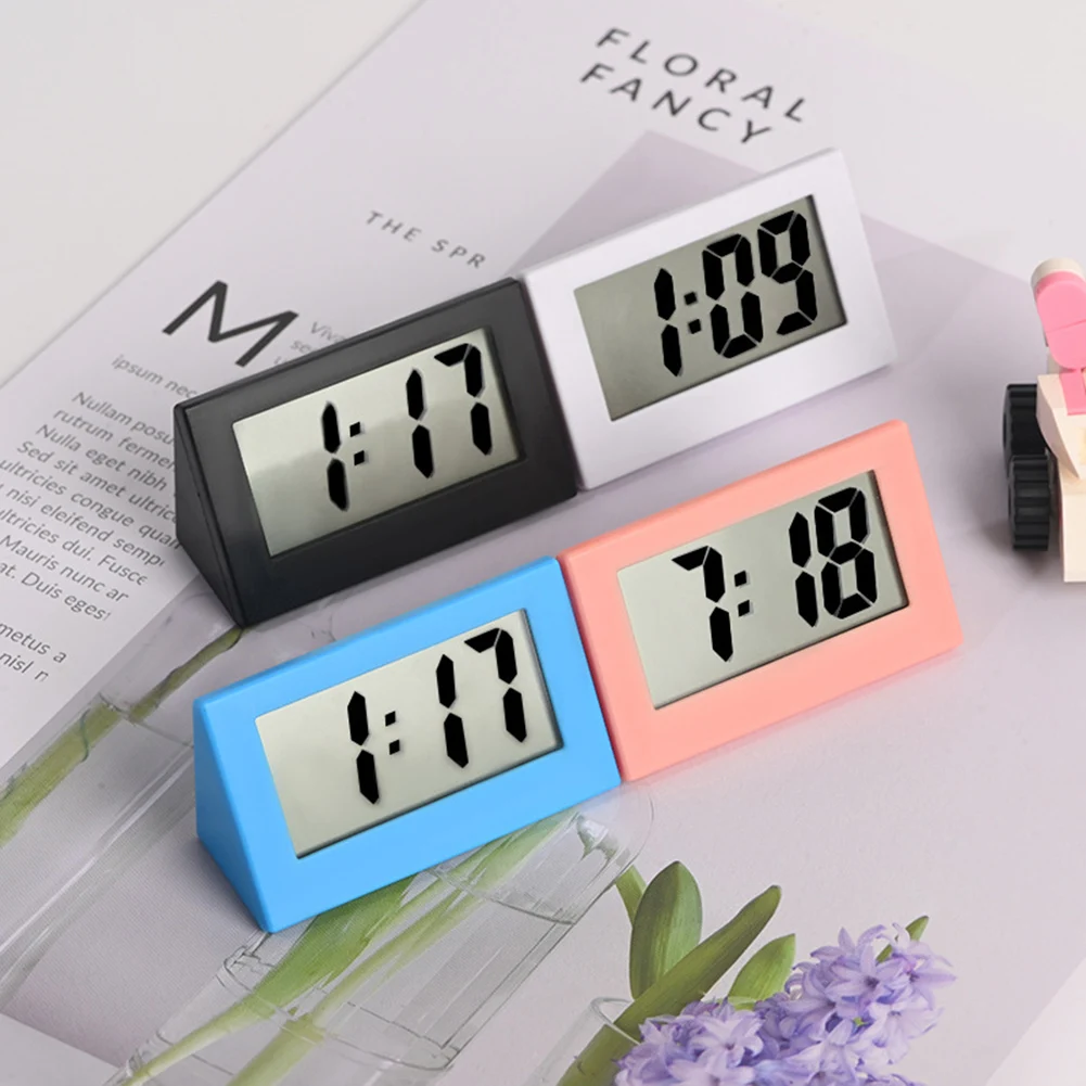 

Mini LCD Digital Display Electronic Desk Clock Household Triangle Diy Digital Desktop Student Exam Silent Electronic Clock