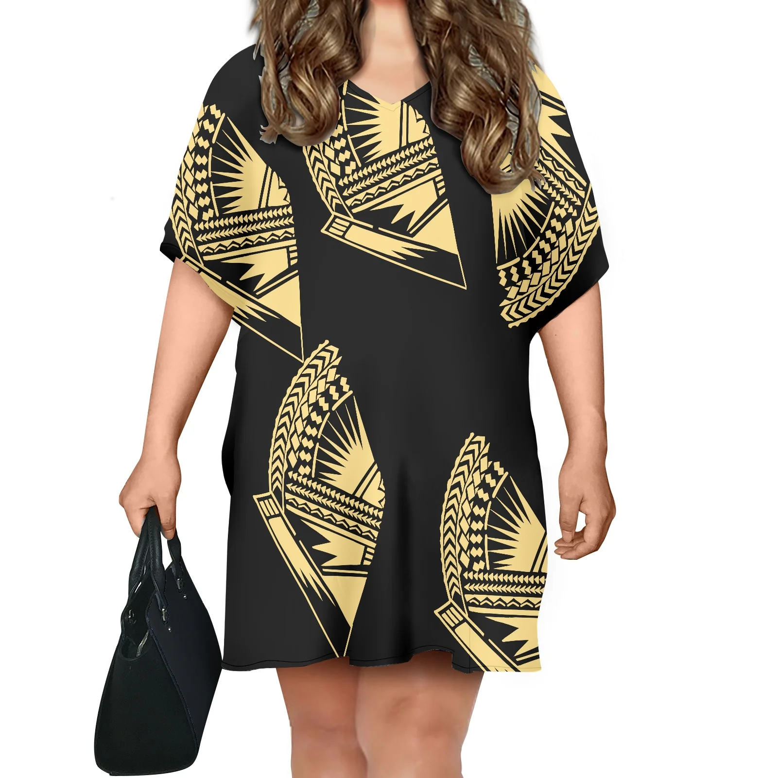 Лидер продаж пончо с этническим принтом для женщин желтое платье-футболка