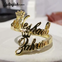 lateefah new custom two name rings for women adjustable custom engrave monogram ring personalize engagement stainless rings
