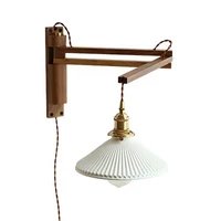 hot sell industrial ceramic wall lamp adjustable wood wall light