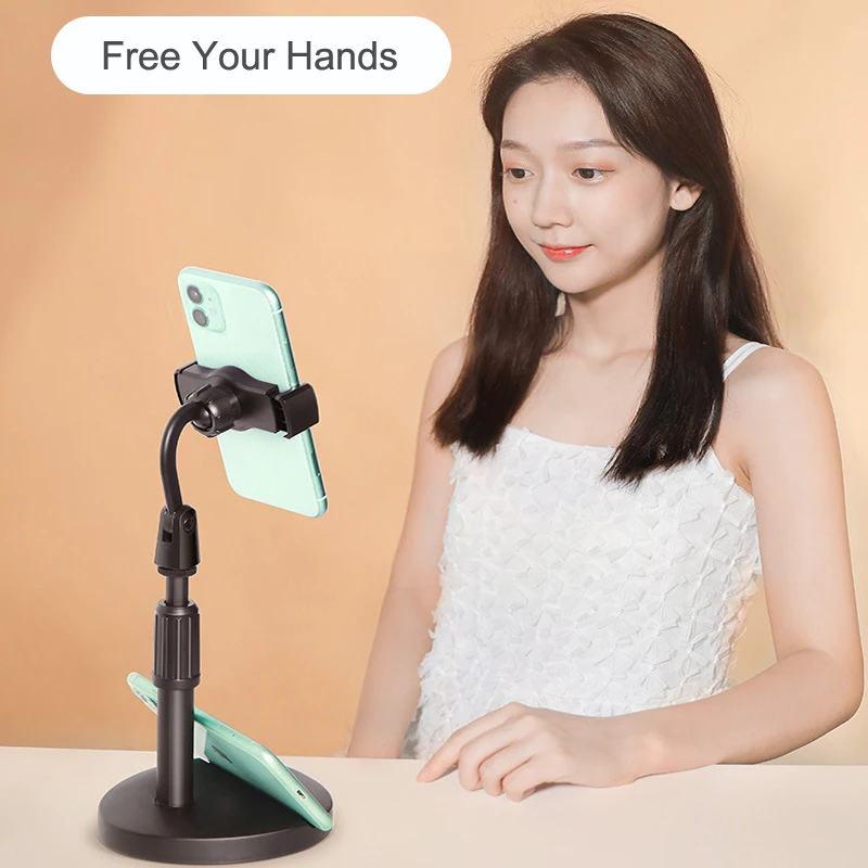 

Huiou Universal Mobile Phone Holder For Desktop Adjustable Telescopic Non-slip Tablet Cellphone Support Stand For Live Broadcast
