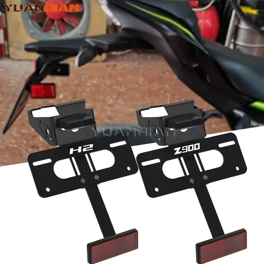 

For Kawasaki Z900 Z H2 SE 2017- 2024 2023 2022 Rear Fender Registration Bracket License Plate Holder Frame Tail Tidy LED light