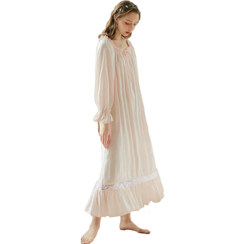 Long Nightgowns Embroidered Dress Women Sexy Nightdress Long Dress Summer Female Nightshirt Vintage Palace Nightshirts