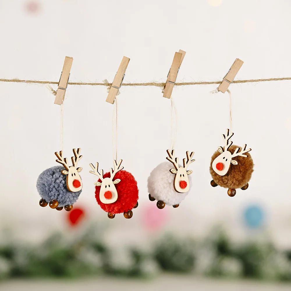 

Cute Felt Wooden Elk Christmas Tree Decorations Hanging Pendant Deer Craft Ornament Christmas Decorations for Home New Year 2023