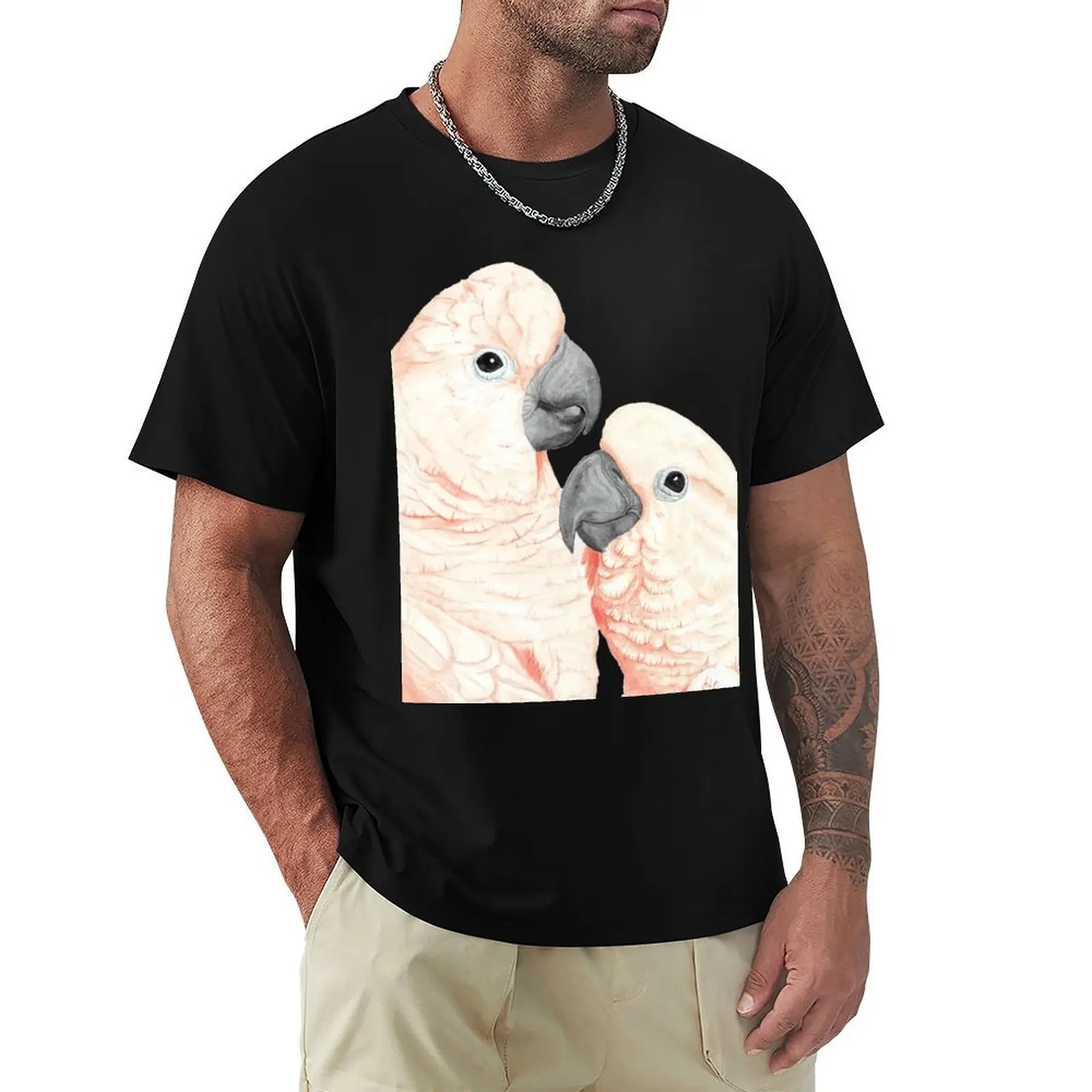 Молюкканские какадуи акварель-попугай портретная живопись футболка новое
