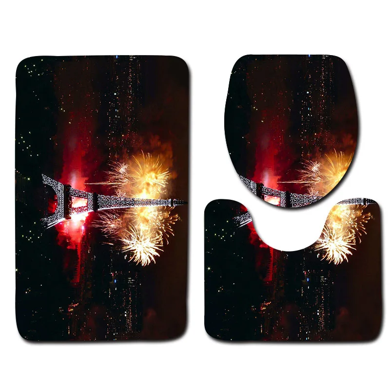 3pcs Romantic Nature View Printed Bathroom Mat Set Anti Slip Washable Toilet Cover U Shape Floor Bath Mats Home Rugs | Дом и сад