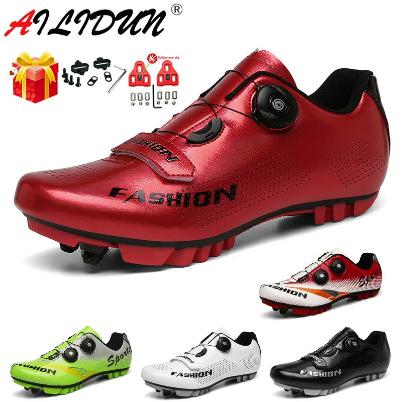 

2022 New Gray MTB Cycling Shoes Men Speed Flat Cleats Bicycle Shoes Hot Sale SPD Road Bike Sneakers Racing Women Bicycle Shoes