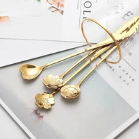 4pcs heart shape coffee spoon dessert sugar stirring spoons teaspoon dinnerware stainless steel kitchen accessories
