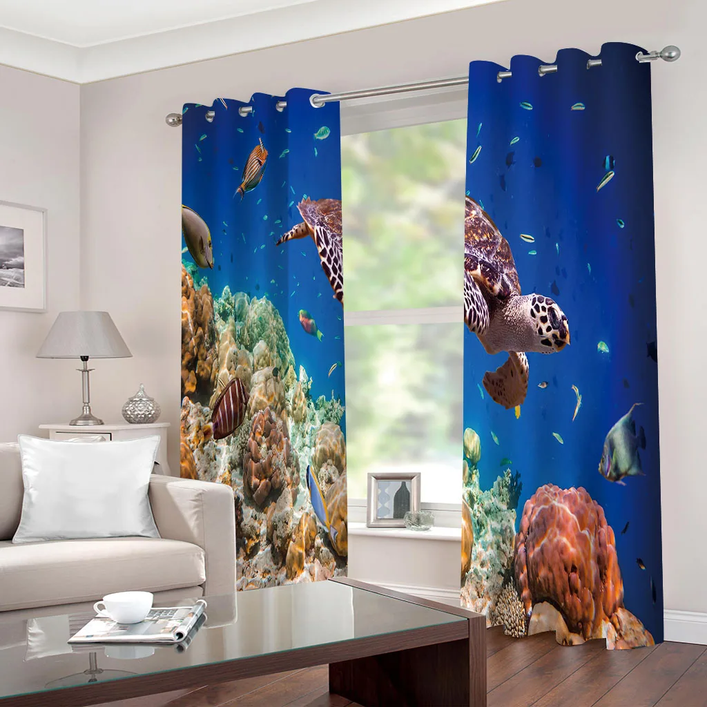 Customized Elegant Room Curtains Animal Sea Turtle Best Selling Bohemian Style Living Bedroom Home Decor Free Del
