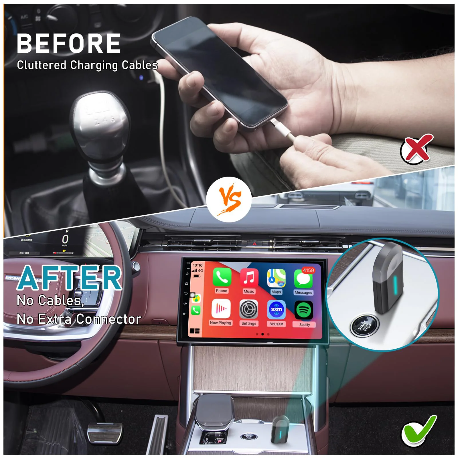 Фото Индивидуальный беспроводной адаптер Phoebus Link для Apple Carplay и Android Auto Car Play Smart Box с гарантией 1 год №3