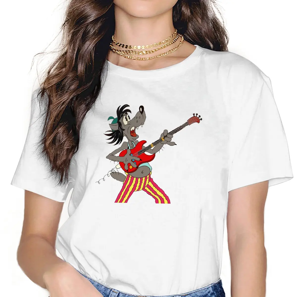 Футболка Nu Pogodi Hare Wolf с аниме-надписью «Play», «гитара», мужские топы, унисекс блузы, футболка из полиэстера для женщин