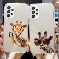 giraffe animal cute and funny clear phone case for samsung galaxy note s21 s20 s9 s30 a71 a51 s10 a50 s22 10 fe ultra plus