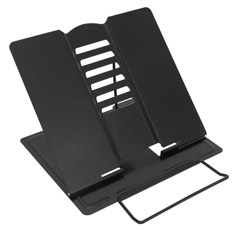 

Desk Book Stand Metal Reading Rest Book Holder Angle Adjustable Stand Document Holder Portable Sturdy Lightweight(Black)